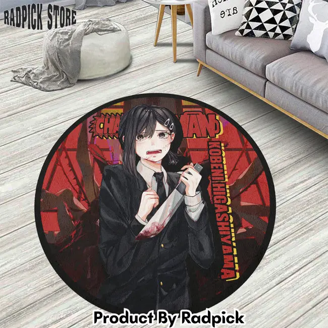 Kobeni higashiyama round rug custom chainsaw man anime rug floor mats  rp5955738